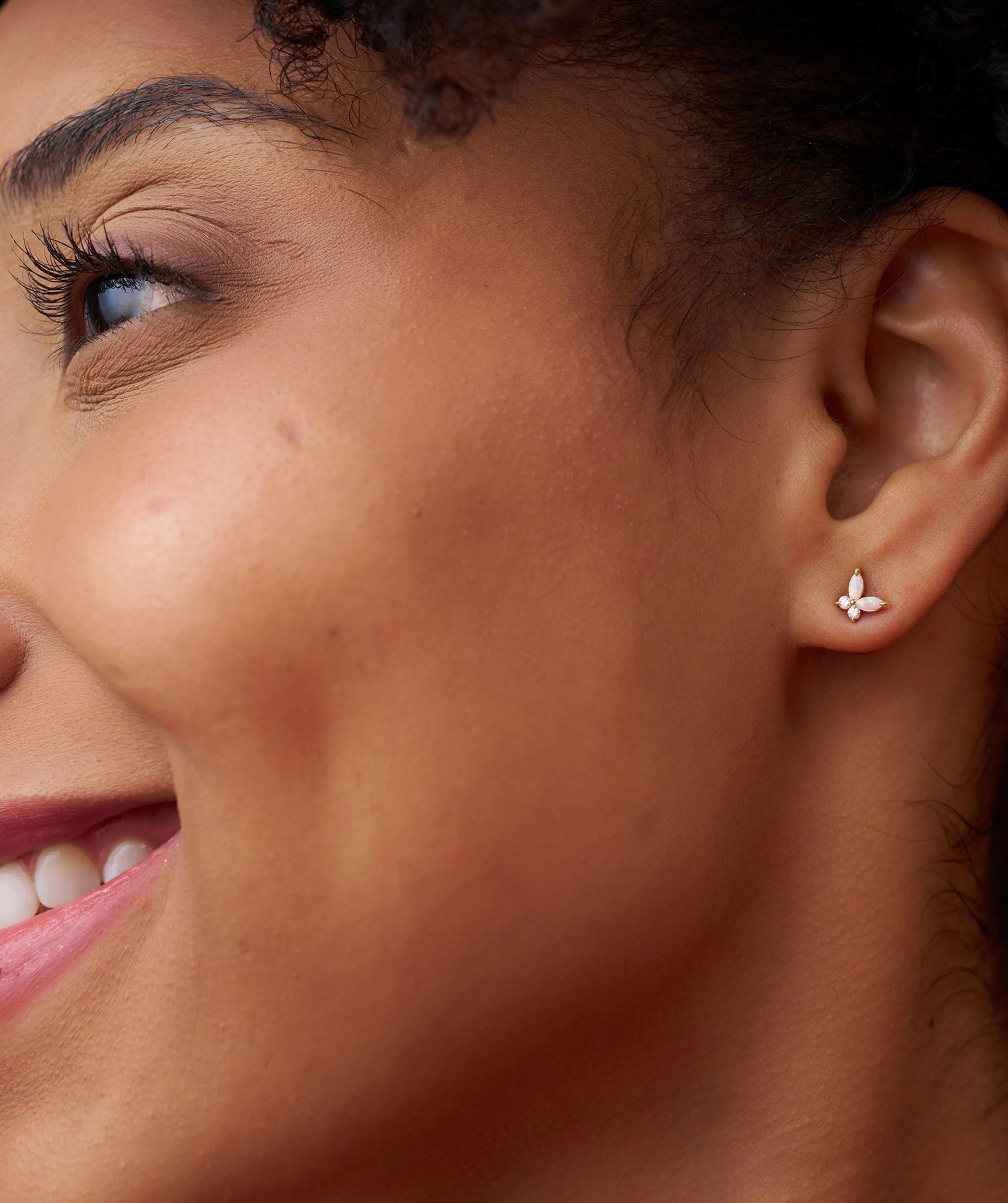 Whimsical Opal & Diamond Butterfly Studs