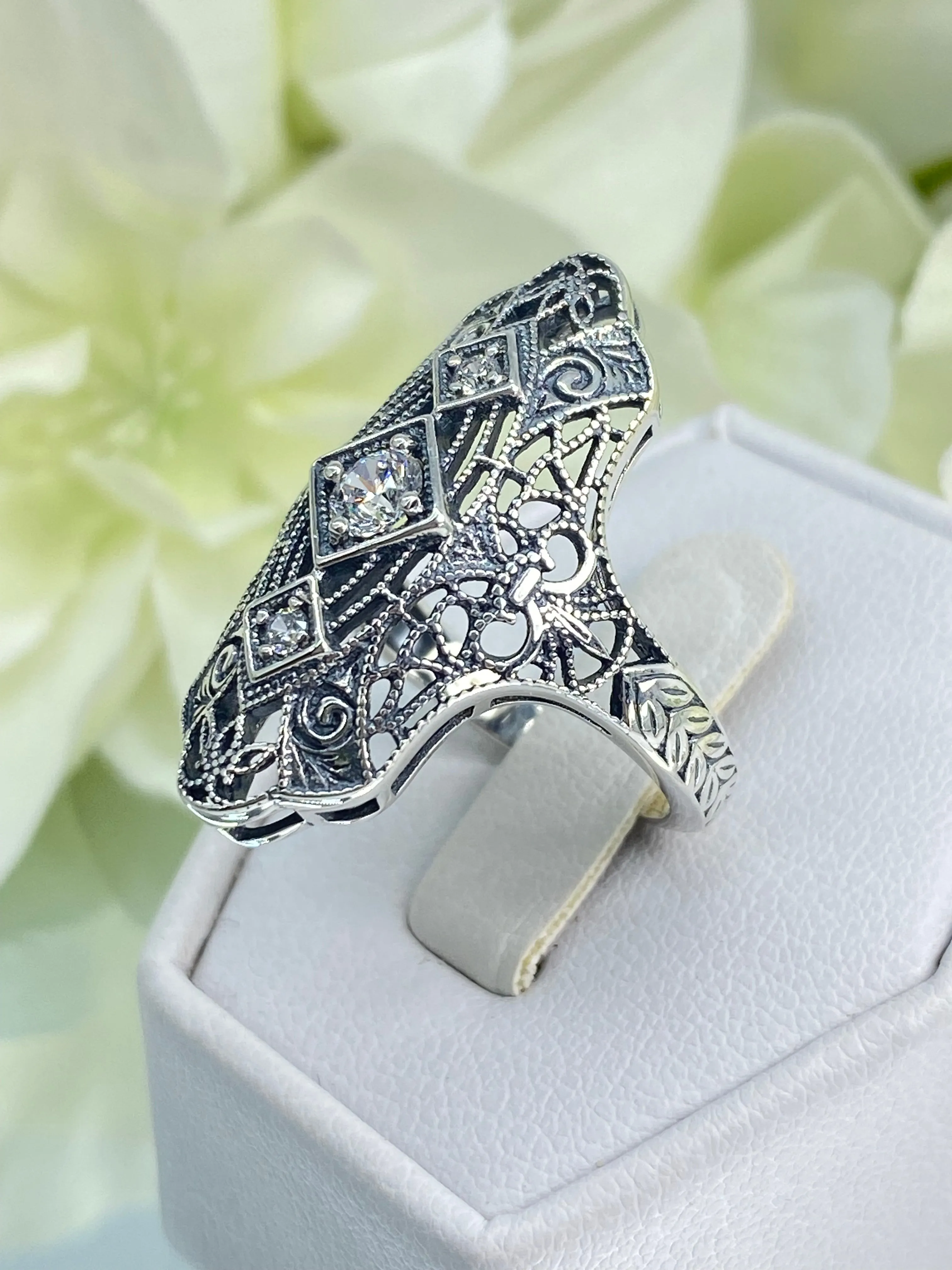 White CZ Ring, 1920s-30s Art Deco, Gatsby style Jewelry D593