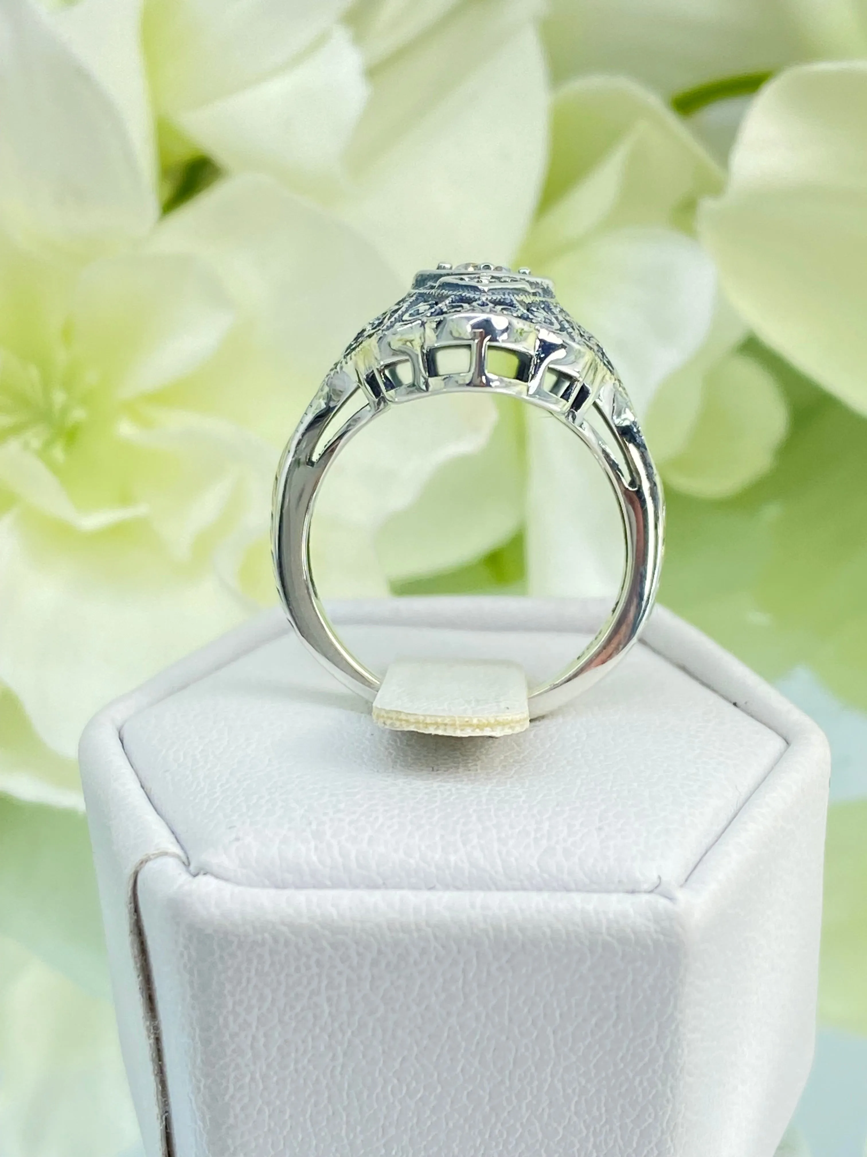 White CZ Ring, 1920s-30s Art Deco, Gatsby style Jewelry D593