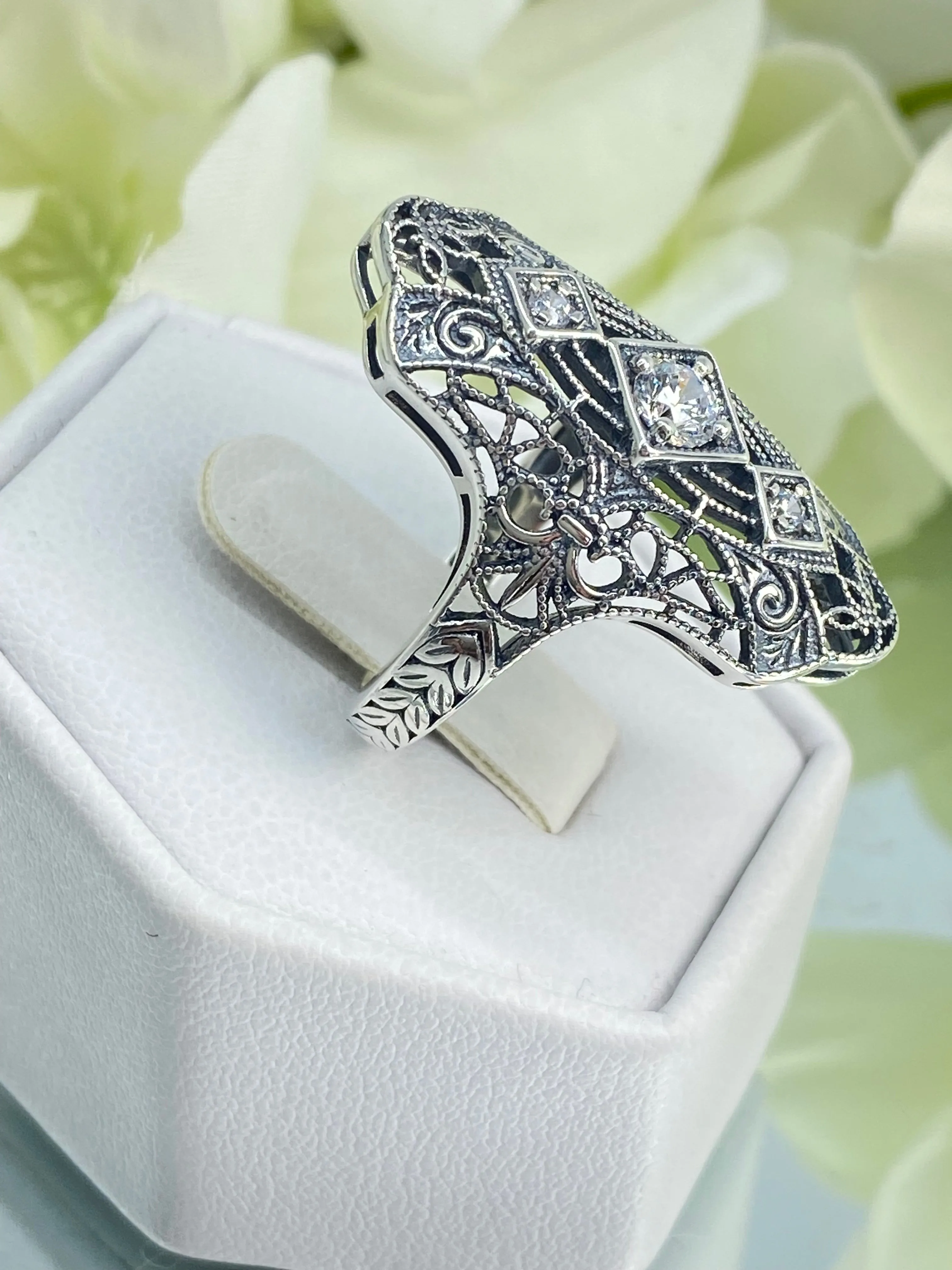 White CZ Ring, 1920s-30s Art Deco, Gatsby style Jewelry D593