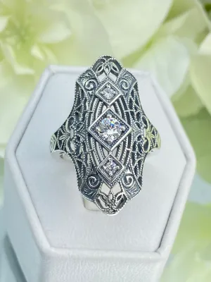 White CZ Ring, 1920s-30s Art Deco, Gatsby style Jewelry D593