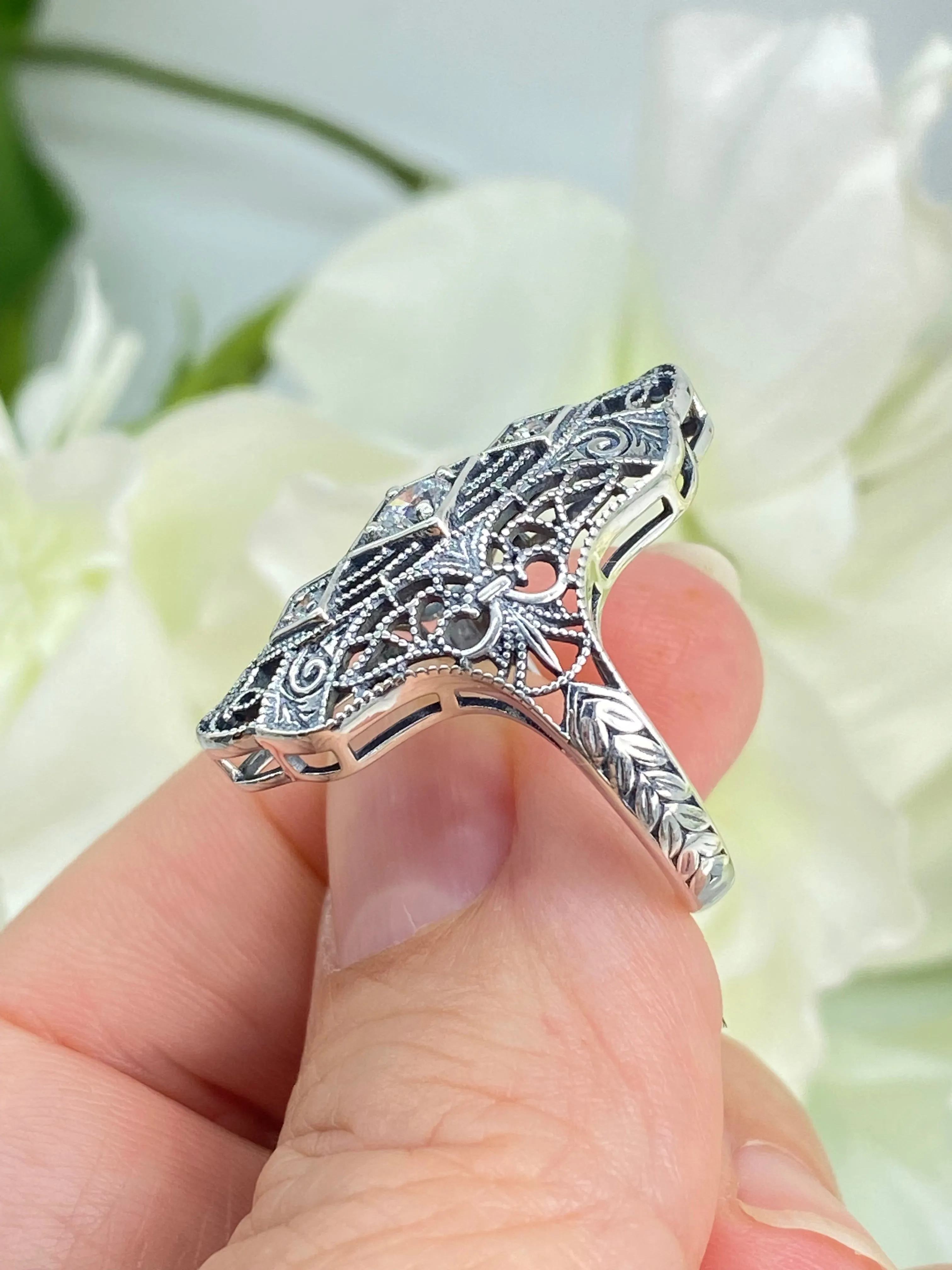 White CZ Ring, 1920s-30s Art Deco, Gatsby style Jewelry D593