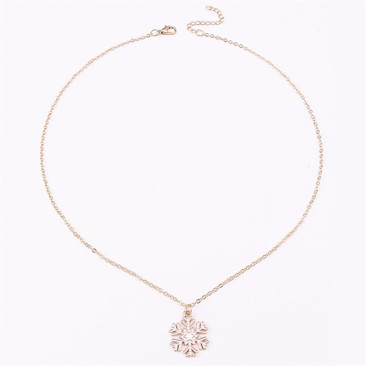 White Enamel & 18K Gold-Plated Snowflake Pendant Necklace