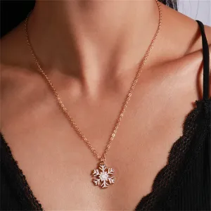 White Enamel & 18K Gold-Plated Snowflake Pendant Necklace