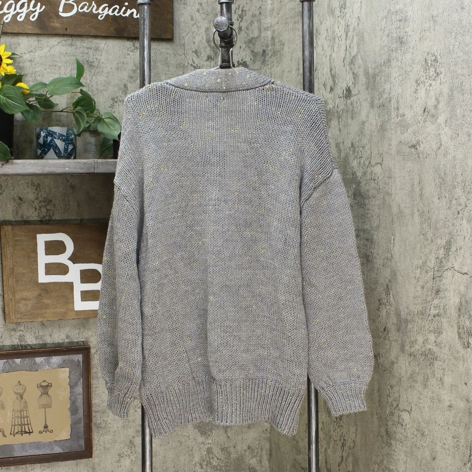 Who What Wear Women's Tinsel Puff Long Sleeve Cardigan Sweater