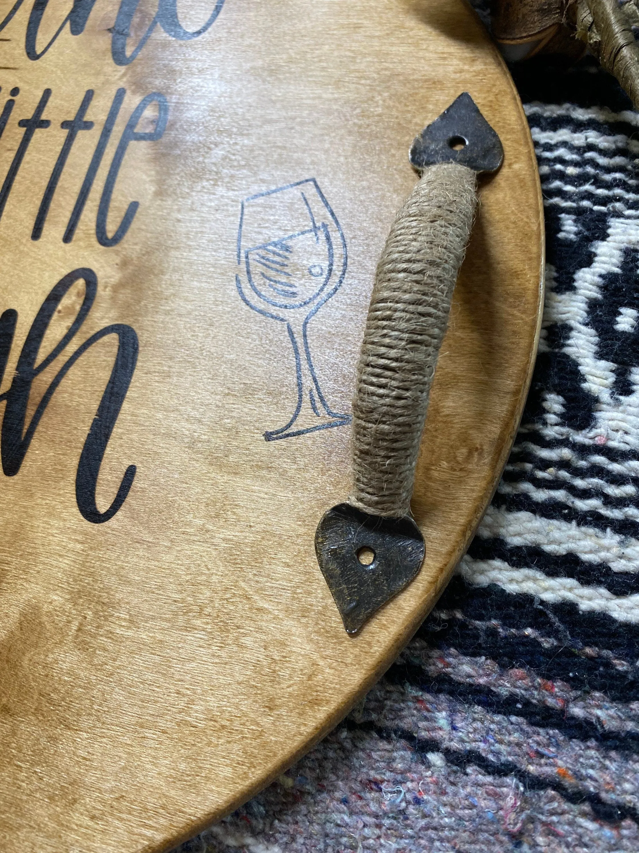 Wine a Little, Laugh a Lot Round Wooden Serving Tray