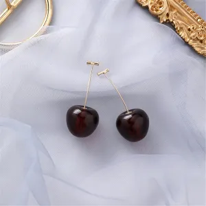 Wine Red & 18K Gold-Plated Cherry Drop Earrings