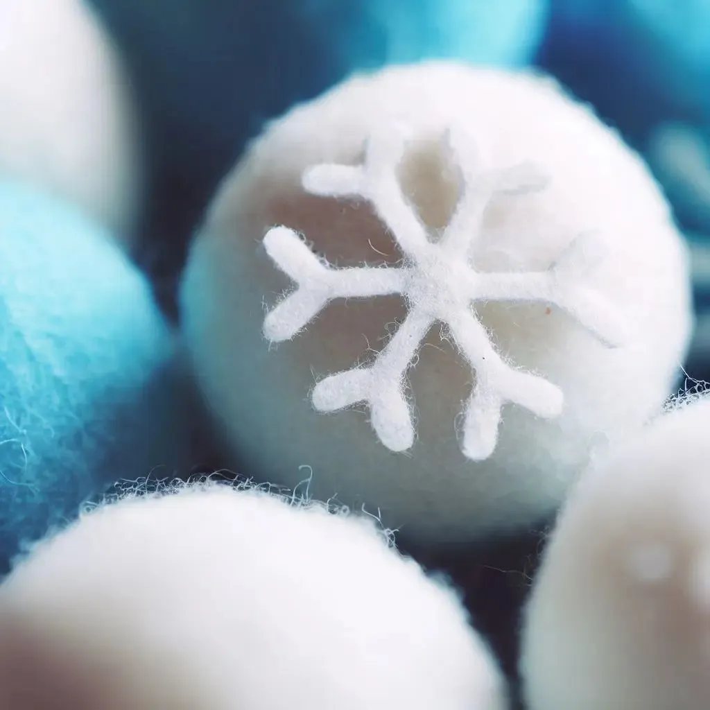 Winter Snow Crystal Pattern Needled Soft Felt Wool Ball (30 pcs)