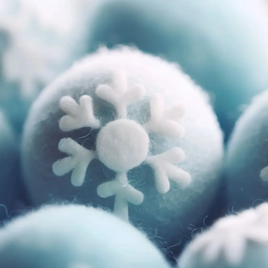Winter Snow Crystal Pattern Needled Soft Felt Wool Ball (30 pcs)