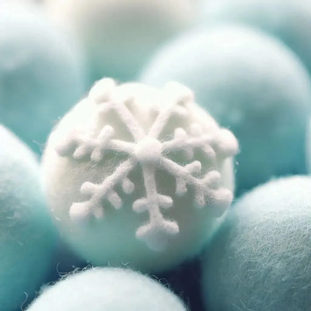 Winter Snow Crystal Pattern Needled Soft Felt Wool Ball (30 pcs)
