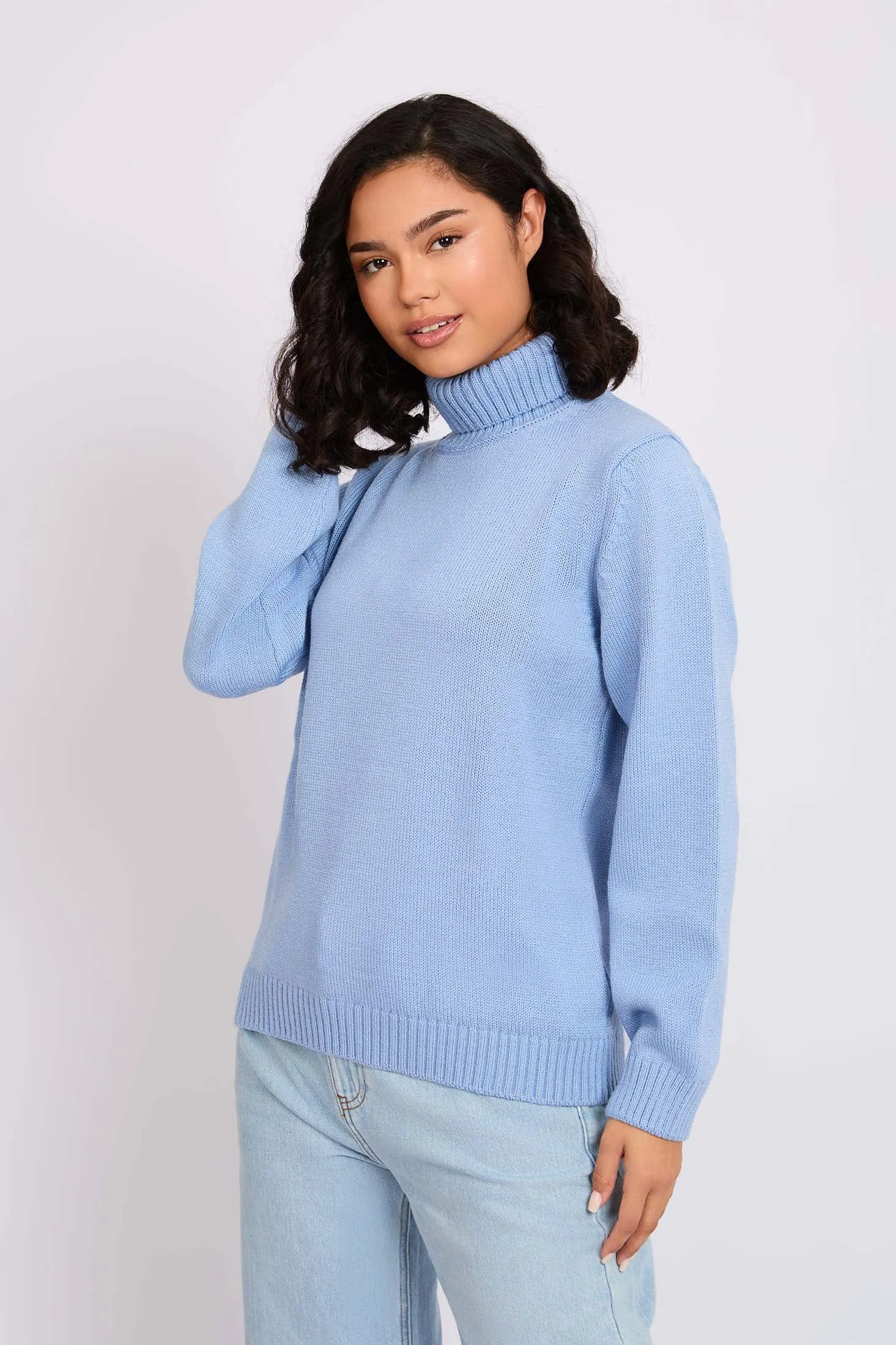 Women Pullover Neck Regular Fit Blue