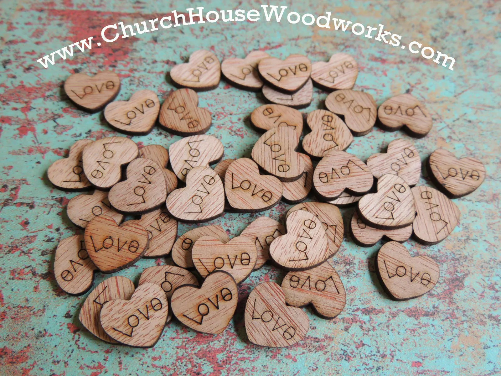 Wood Love Hearts - 1/2 inch