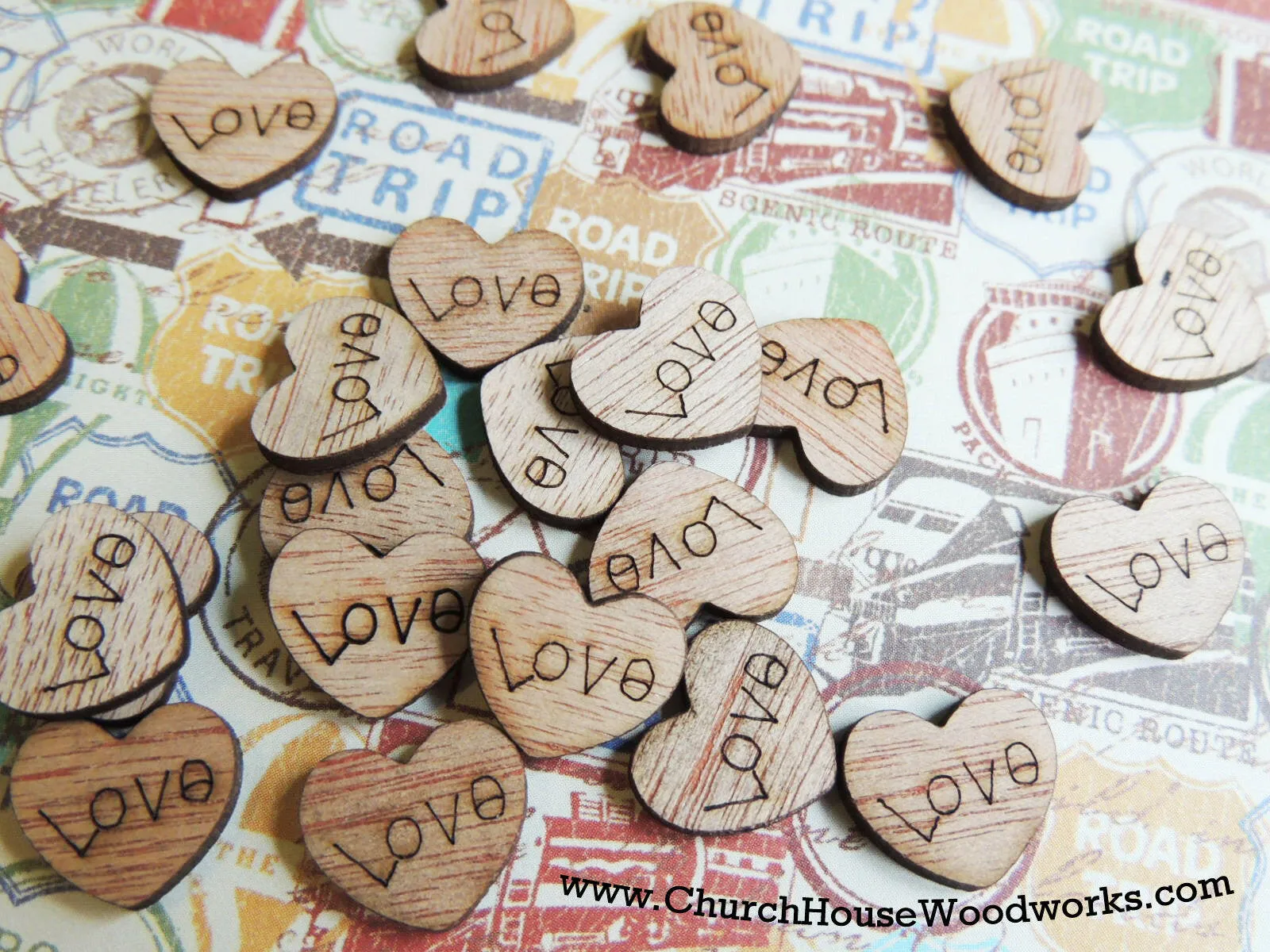 Wood Love Hearts - 1/2 inch