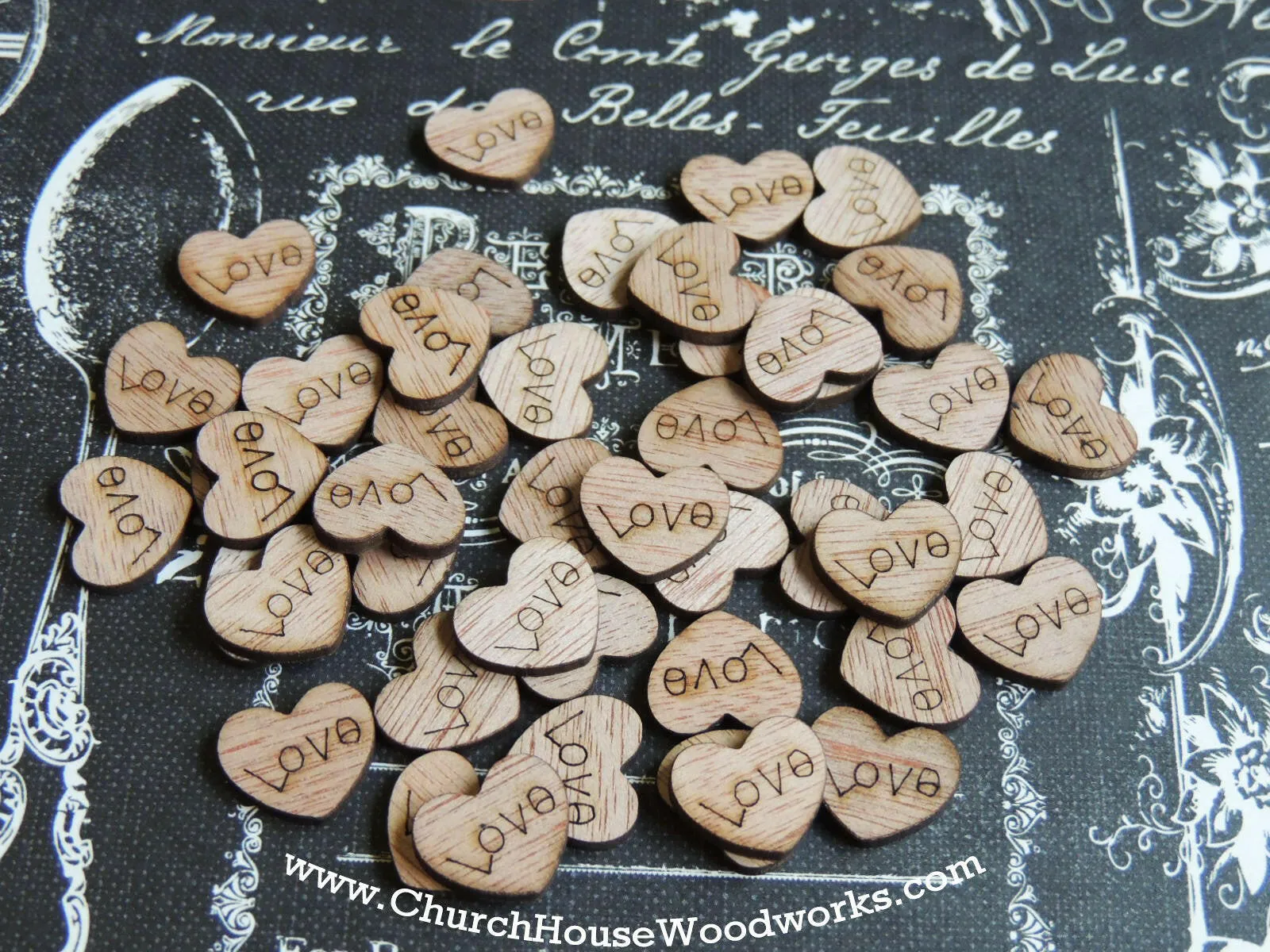 Wood Love Hearts - 1/2 inch