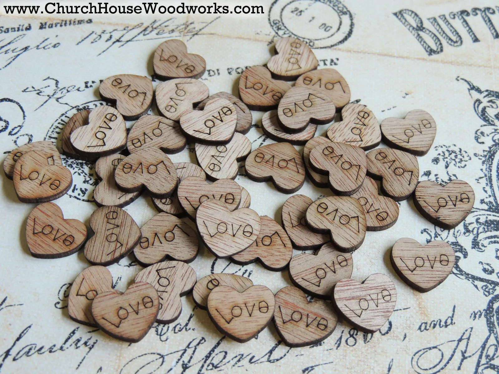 Wood Love Hearts - 1/2 inch