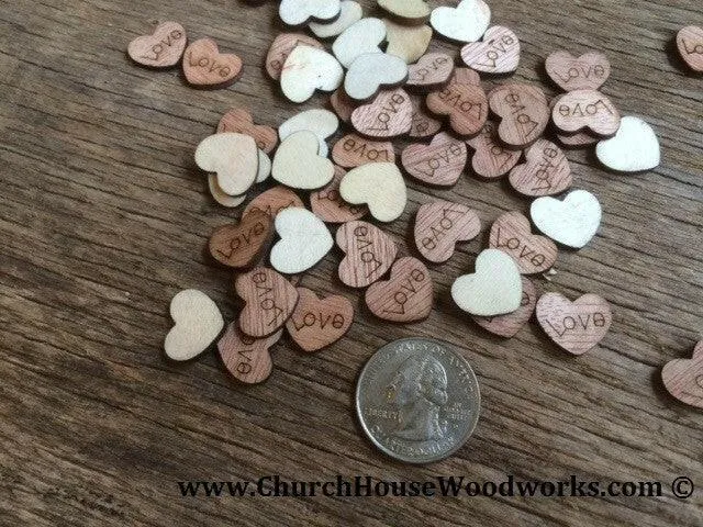 Wood Love Hearts - 1/2 inch
