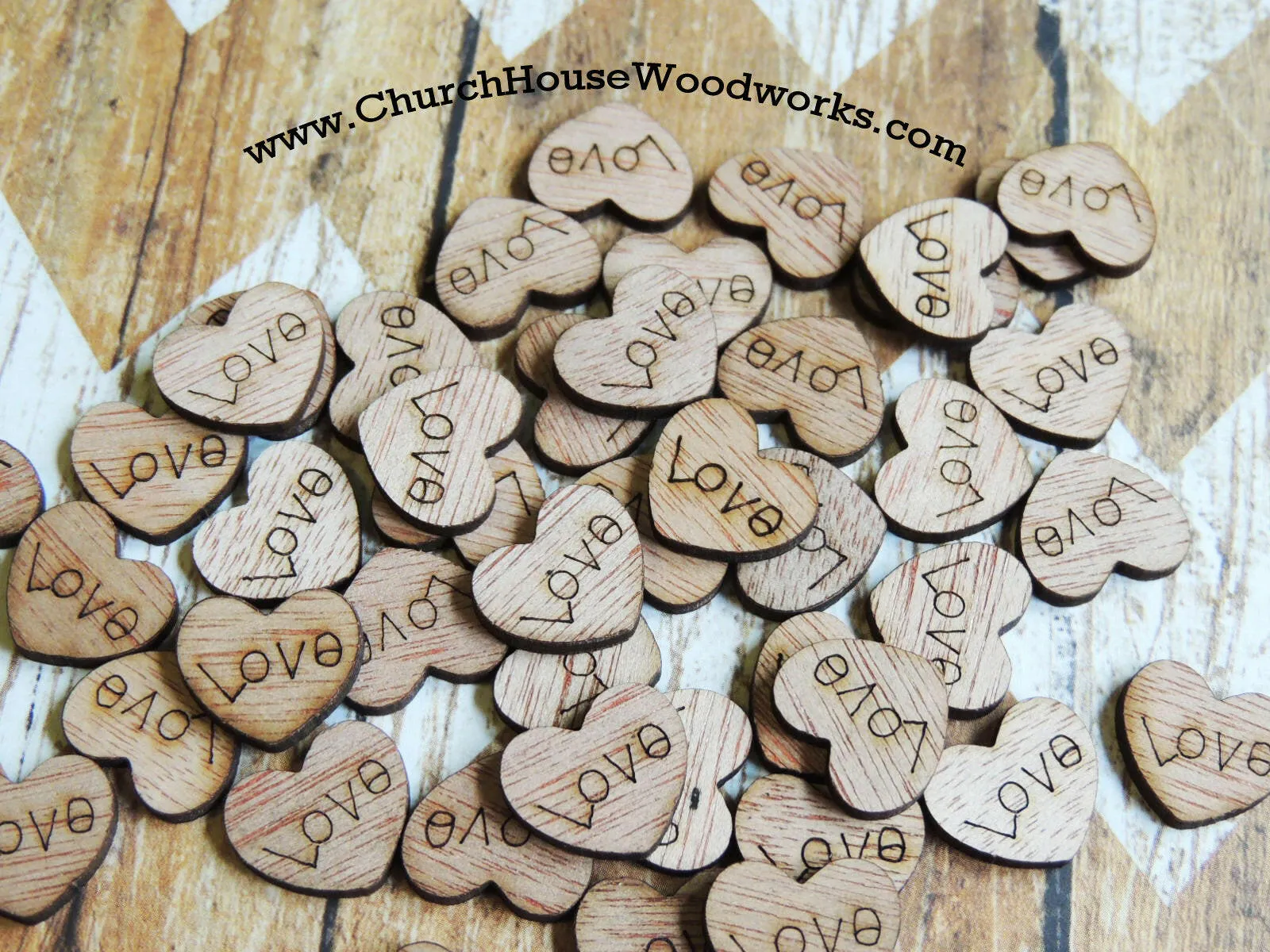 Wood Love Hearts - 1/2 inch
