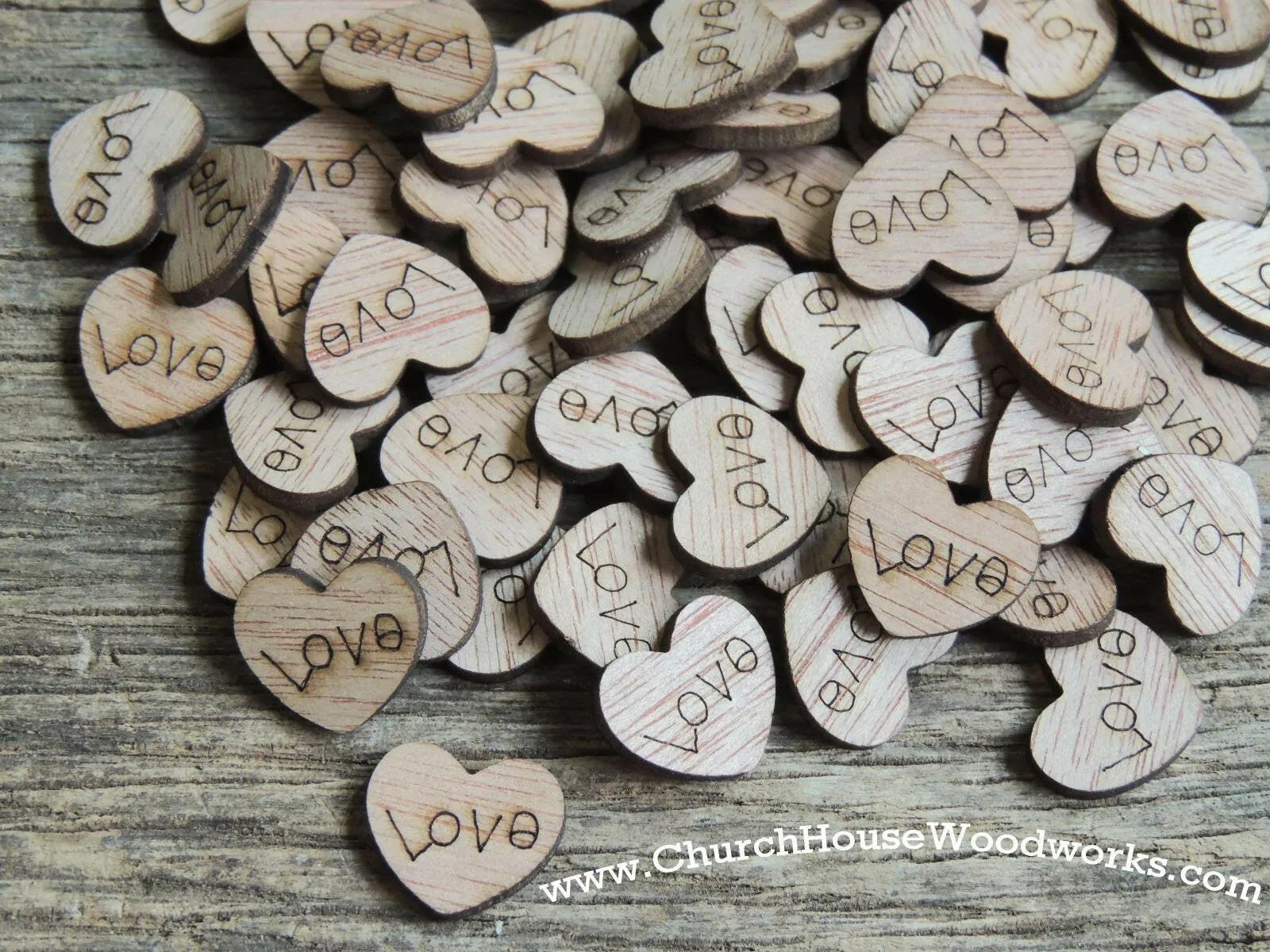 Wood Love Hearts - 1/2 inch