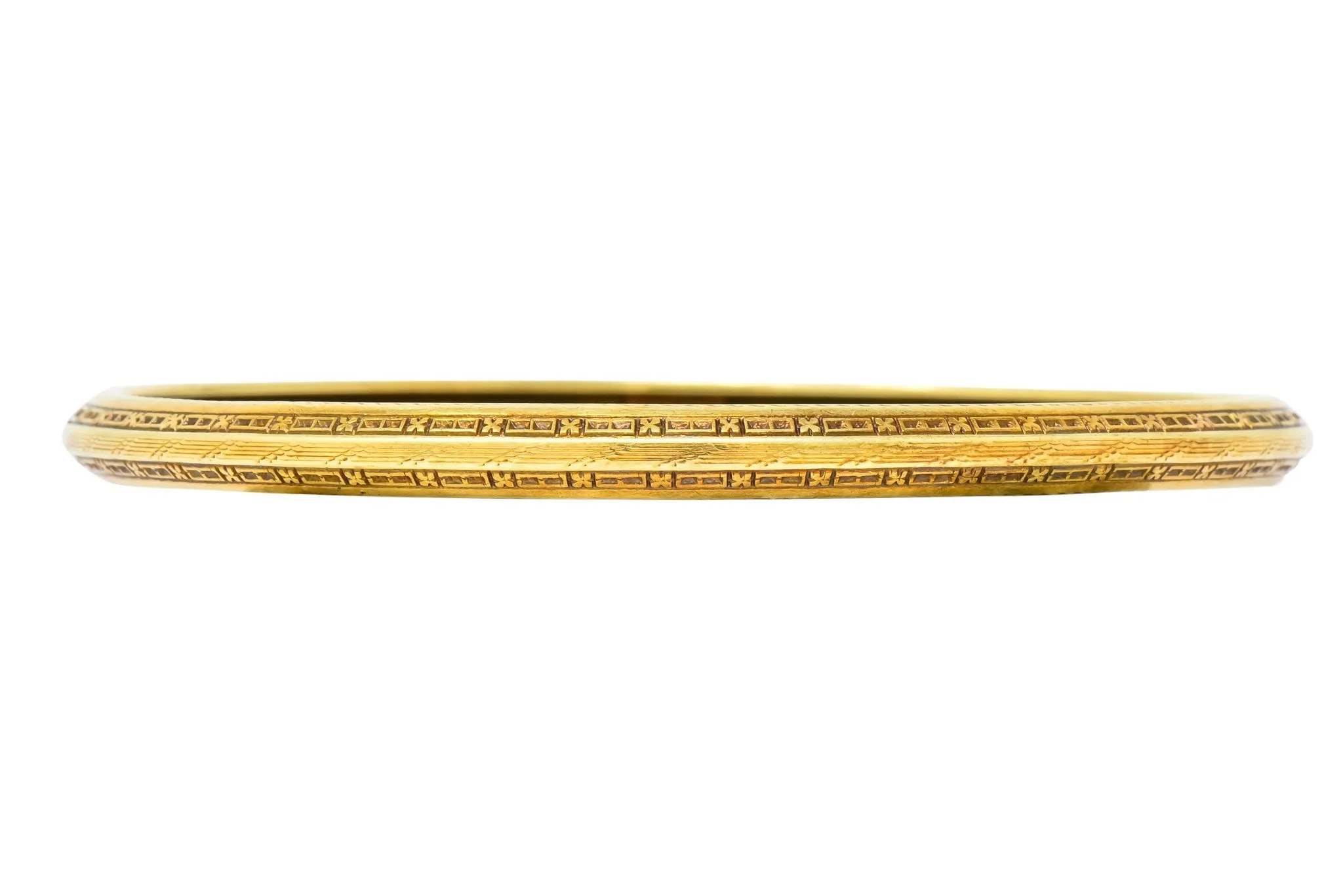 Wordley Allsopp & Bliss 14 Karat Gold Engraved Floral Bangle Bracelet