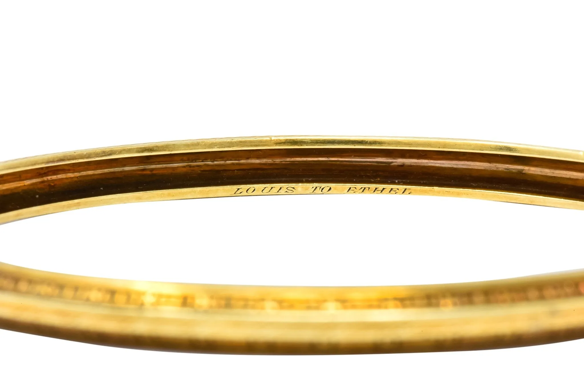 Wordley Allsopp & Bliss 14 Karat Gold Engraved Floral Bangle Bracelet
