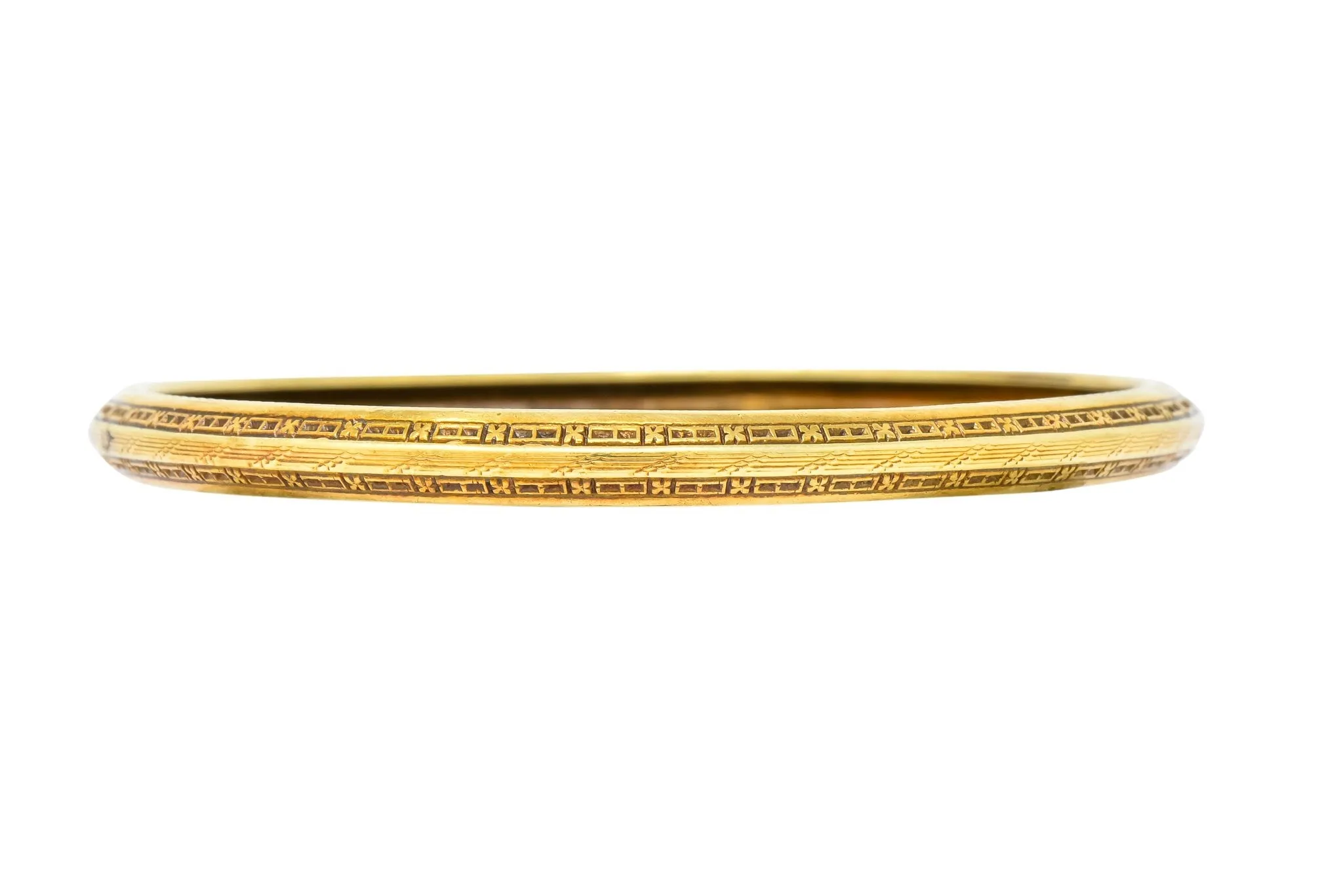 Wordley Allsopp & Bliss 14 Karat Gold Engraved Floral Bangle Bracelet