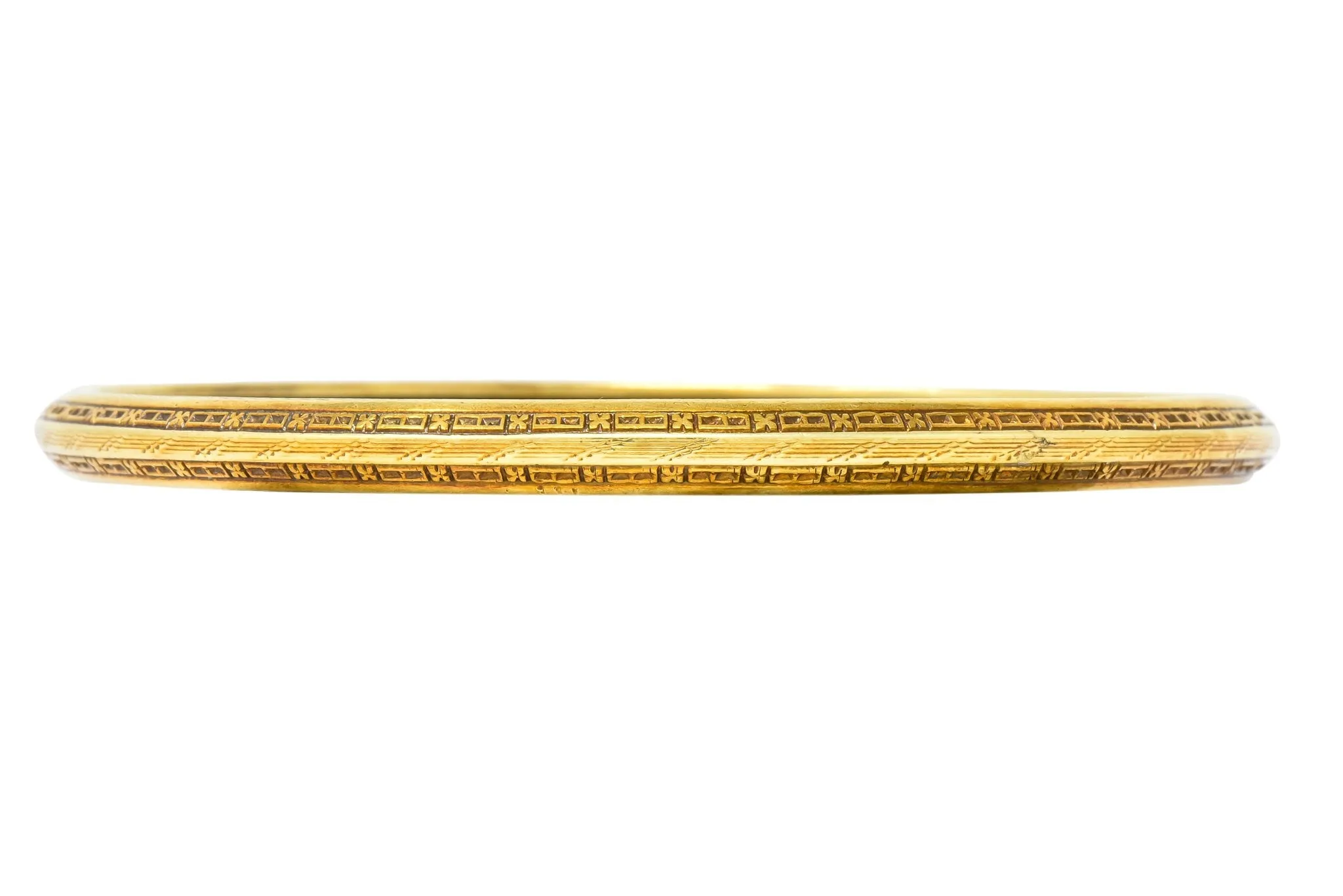 Wordley Allsopp & Bliss 14 Karat Gold Engraved Floral Bangle Bracelet