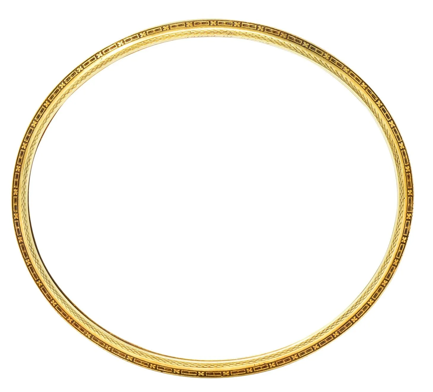 Wordley Allsopp & Bliss 14 Karat Gold Engraved Floral Bangle Bracelet
