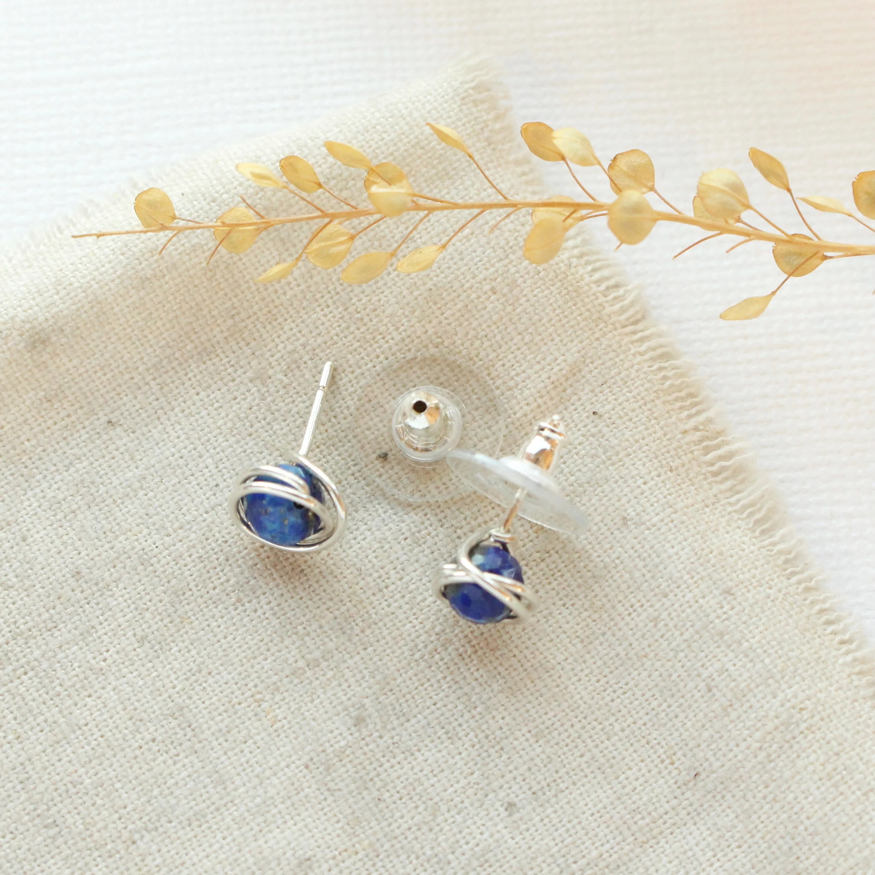 Wrapped Lapis Post Earrings