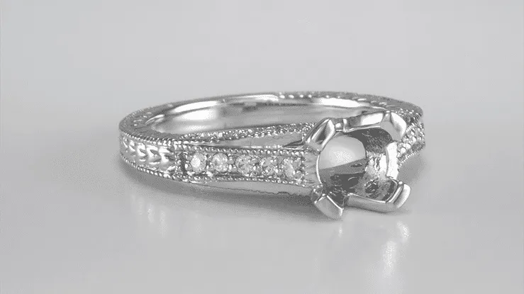 X & O Kisses 3/4 Carat Asscher or Round Diamond Engagement Ring Setting in 14 or 18 Karat White Gold