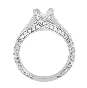 X & O Kisses 3/4 Carat Asscher or Round Diamond Engagement Ring Setting in 14 or 18 Karat White Gold