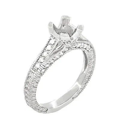 X & O Kisses 3/4 Carat Asscher or Round Diamond Engagement Ring Setting in 14 or 18 Karat White Gold