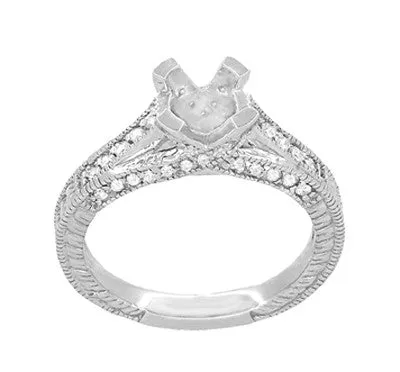 X & O Kisses 3/4 Carat Asscher or Round Diamond Engagement Ring Setting in 14 or 18 Karat White Gold