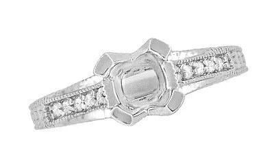 X & O Kisses 3/4 Carat Asscher or Round Diamond Engagement Ring Setting in 14 or 18 Karat White Gold